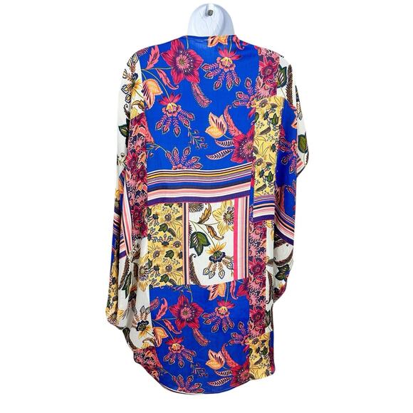 Umgee Boho Floral Kimono Open Top Sz M/L Dolman Short Sleeve Long Blouse New - Picture 5 of 6